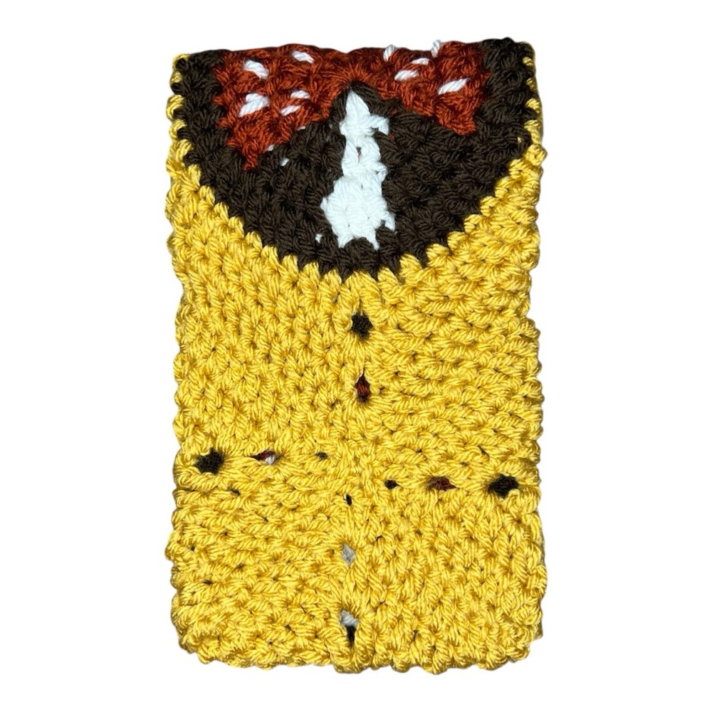 HANDMADE Crocheted Toadstool Granny Square Phone Cover Pouch - Picture 3 of 6